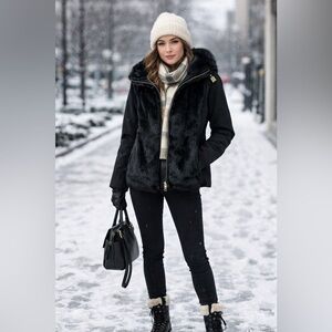 New With Tags Invicta Faux fur black Winter Jacket sz L